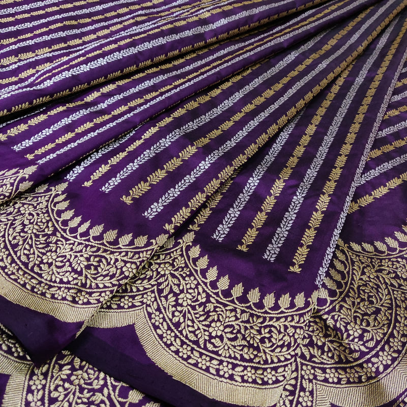 Purple Color Pure Katan Silk Handwoven Banarasi Saree