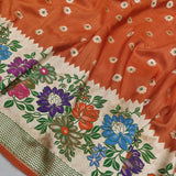 Peach Color Pure tussar Silk Handwoven Banarasi Saree