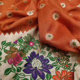 Peach Color Pure tussar Silk Handwoven Banarasi Saree