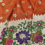 Peach Color Pure tussar Silk Handwoven Banarasi Saree