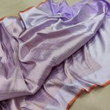 Lavender Color Pure Katan Silk Handwoven Banarasi Saree