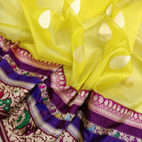 Lemon Yellow Color Kora Silk Handwoven Banarasi Saree