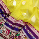 Lemon Yellow Color Kora Silk Handwoven Banarasi Saree