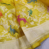 Yellow Colour Pure Katan Silk Handwoven Banarasi Saree