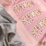 Gray Color Katan Silk Handwoven Banarasi Saree