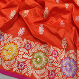 Orange Color Pure Katan Silk Handwoven Banarasi Saree
