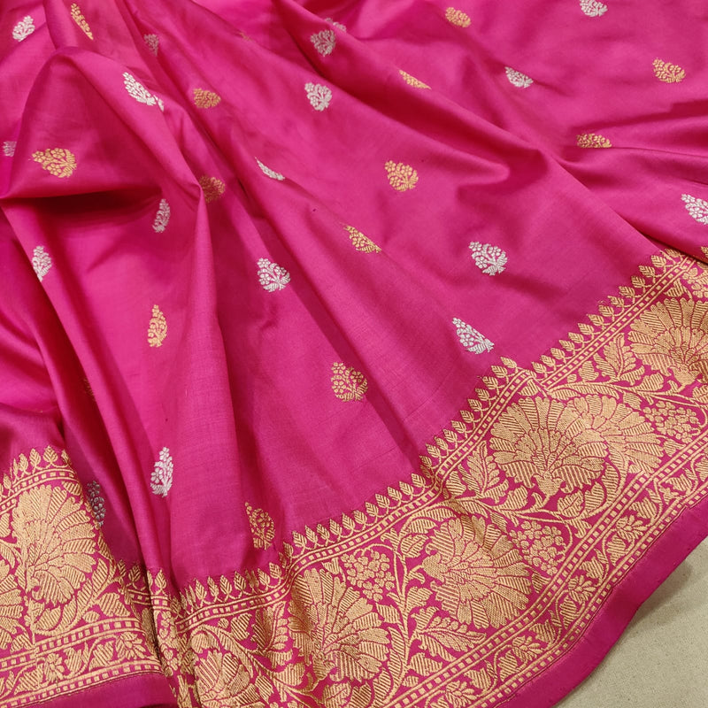 Pink Colour Pure Katan Silk Handwoven Banarasi Saree