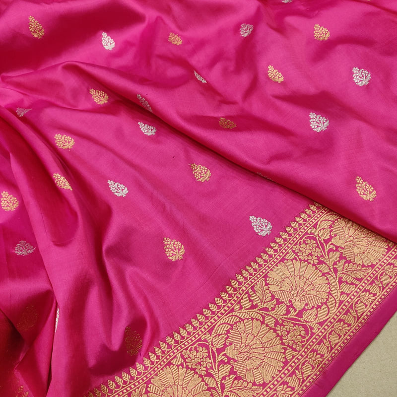 Pink Colour Pure Katan Silk Handwoven Banarasi Saree