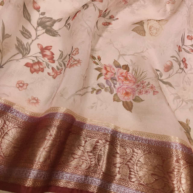 Pure Kora Silk Handwoven Banarasi Saree