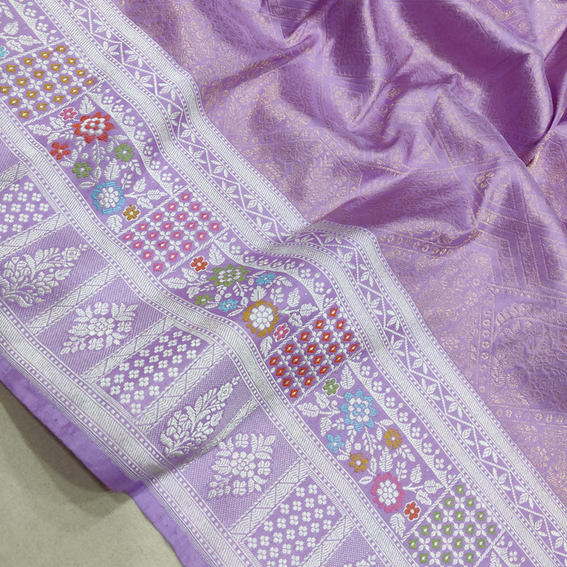 Lavender Color Pure Katan Silk Handwoven Banarasi Saree