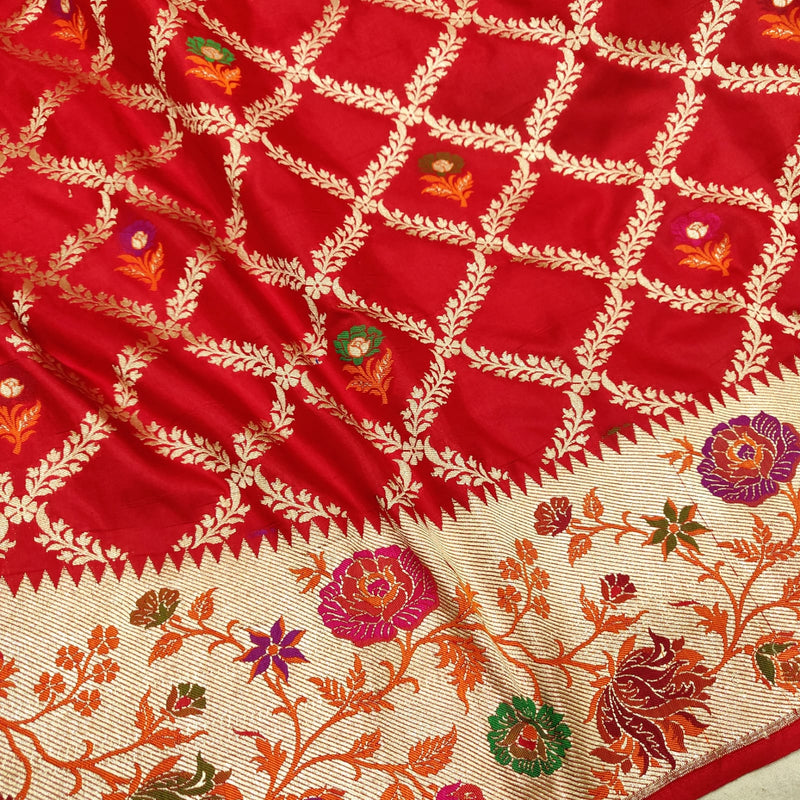 Red Color Pure Katan Silk Handwoven Banarasi Saree