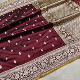 Brown Colour Pure Katan Silk Handwoven Banarasi Saree
