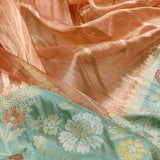 Peach Colour Pure Tissue Silk Handwoven Banarasi Saree