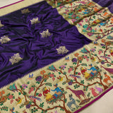 Purple Color Pure Katan Silk Handwoven Banarasi Saree