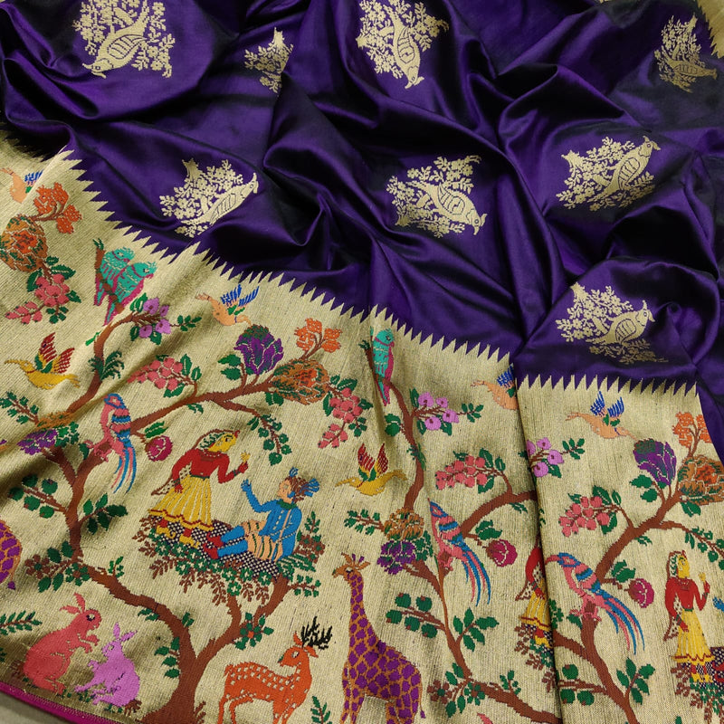 Purple Color Pure Katan Silk Handwoven Banarasi Saree