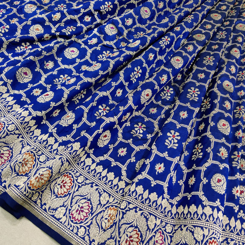 Blue Color Pure Katan Silk Handwoven Banarasi Saree