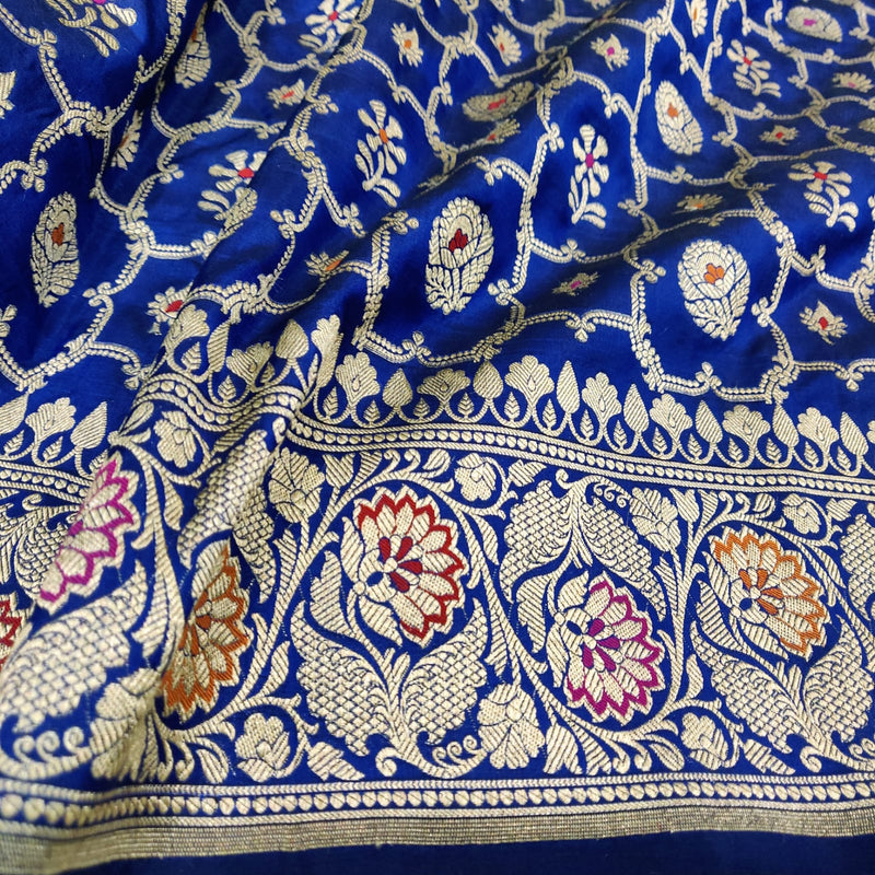 Blue Color Pure Katan Silk Handwoven Banarasi Saree