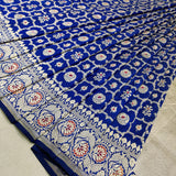 Blue Color Pure Katan Silk Handwoven Banarasi Saree