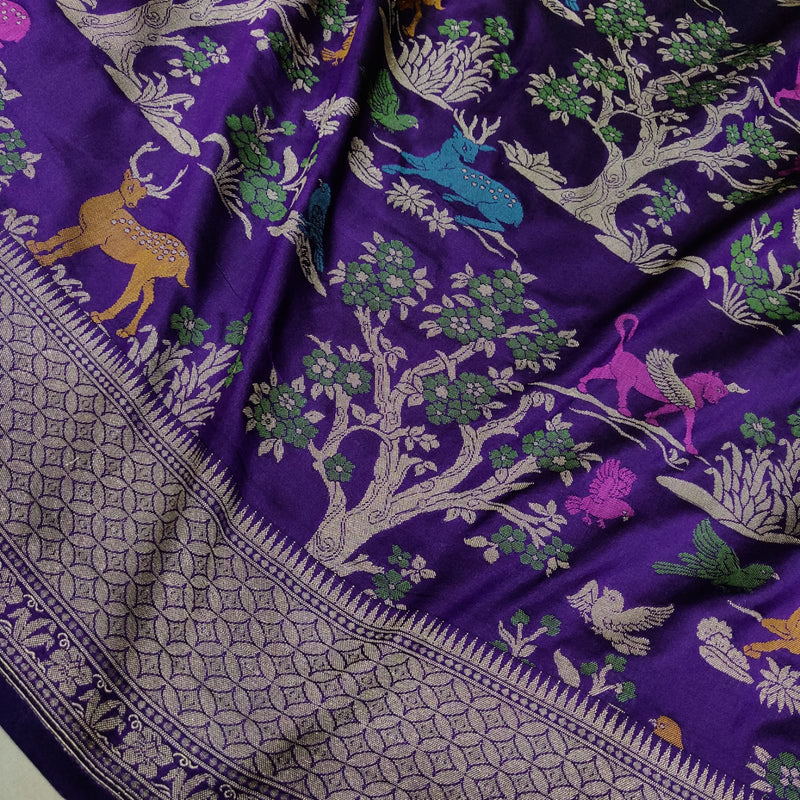 Purple Color Pure Katan Silk Handwoven Banarasi Saree