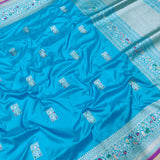 Sky Blue Pure Katan Silk Handwoven Banarasi Saree