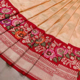 Cream Colour Pure Katan Silk Handwoven Banarasi Saree