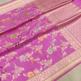 Pink Color Pure Katan Silk Handwoven Banarasi Jungla Saree
