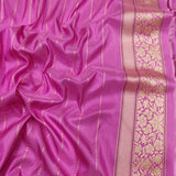 Pink Color Pure Katan Silk Handwoven Banarasi Jungla Saree