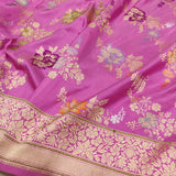 Pink Color Pure Katan Silk Handwoven Banarasi Jungla Saree