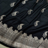 Black Color Pure Katan Silk Handwoven Banarasi Saree