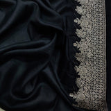 Black Color Pure Katan Silk Handwoven Banarasi Saree