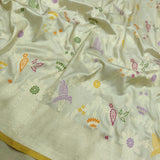 Off White Katan Silk Handwoven Banarasi Saree