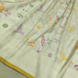 Off White Katan Silk Handwoven Banarasi Saree
