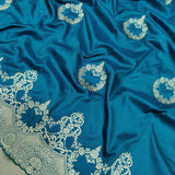 Teal Blue Color Katan Silk Handwoven Banarasi Saree
