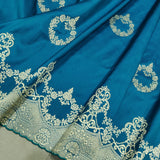 Teal Blue Color Katan Silk Handwoven Banarasi Saree