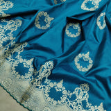 Teal Blue Color Katan Silk Handwoven Banarasi Saree