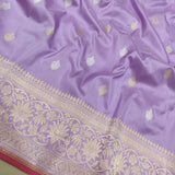 Lavender Colour Pure Katan Silk Handwoven Banarasi Saree