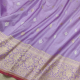 Lavender Colour Pure Katan Silk Handwoven Banarasi Saree