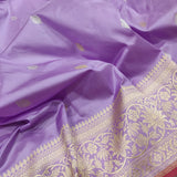 Lavender Colour Pure Katan Silk Handwoven Banarasi Saree