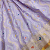 Lavender Color Pure Katan Silk Handwoven Banarasi Saree