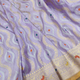 Lavender Color Pure Katan Silk Handwoven Banarasi Saree