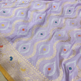 Lavender Color Pure Katan Silk Handwoven Banarasi Saree