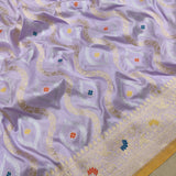 Lavender Color Pure Katan Silk Handwoven Banarasi Saree