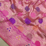 Multicolor Pure Katan Silk Handwoven Banarasi Saree