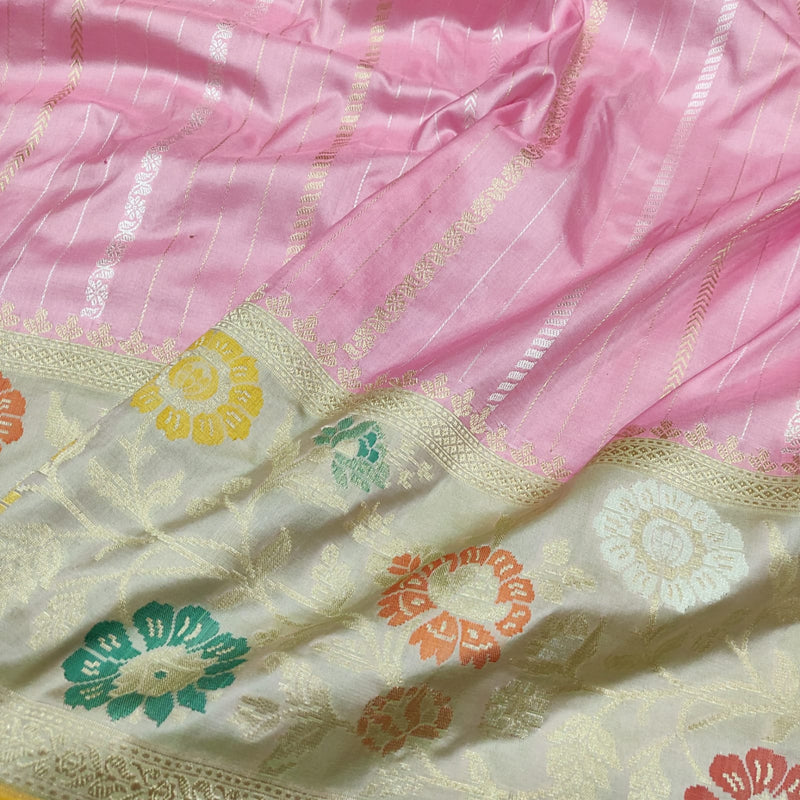 Light Pink Colour Pure Katan Silk Handwoven Banarasi Saree