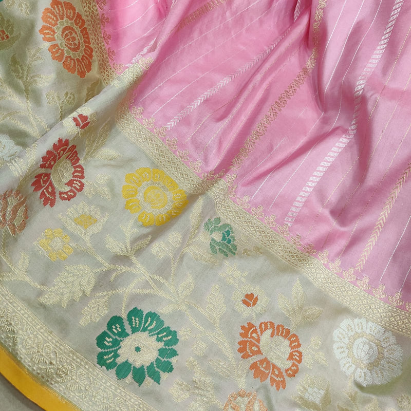 Light Pink Colour Pure Katan Silk Handwoven Banarasi Saree