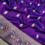 Dual shade Pure Katan Silk Handwoven Banarasi Saree