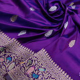 Dual shade Pure Katan Silk Handwoven Banarasi Saree