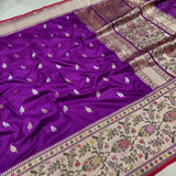 Magenta Colour Pure Katan Silk Handwoven Banarasi Saree