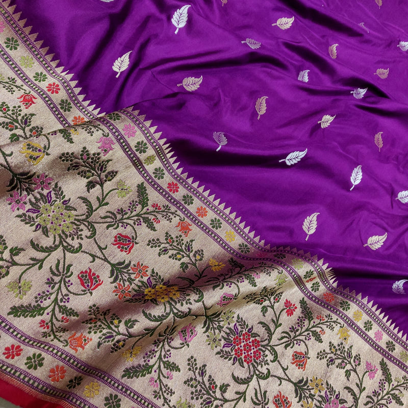 Magenta Colour Pure Katan Silk Handwoven Banarasi Saree