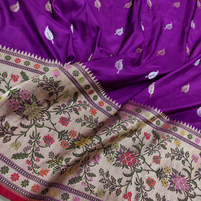 Magenta Colour Pure Katan Silk Handwoven Banarasi Saree